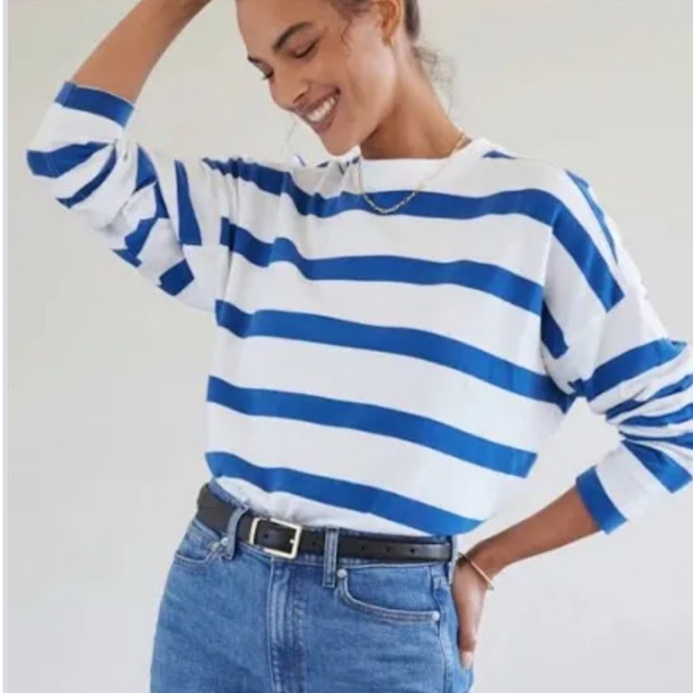 AYR ‘The Early Mornings’ Blue and White Striped Long Sleeve